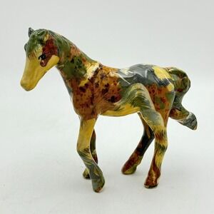 Patchwork Horse Multi Colored  7" Tall  Porcelain Figurine Vintage La Vie